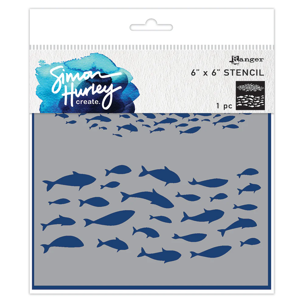 Ranger Simon Hurley create. 6x6" Stencil - Fish Frenzy