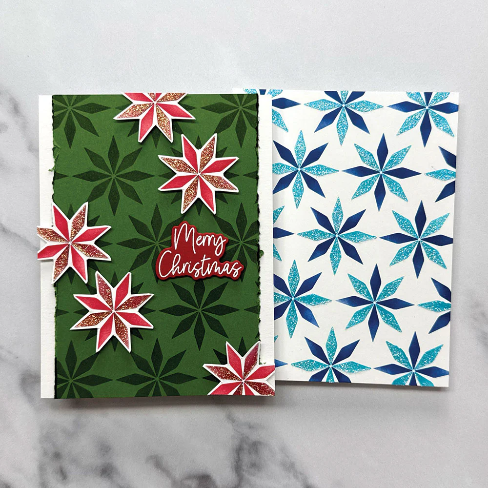 Ranger Simon Hurley create. Layering Stencils Bundle - Festive Poinsettias, Sparkling Stars & Spiral Star - Image 2