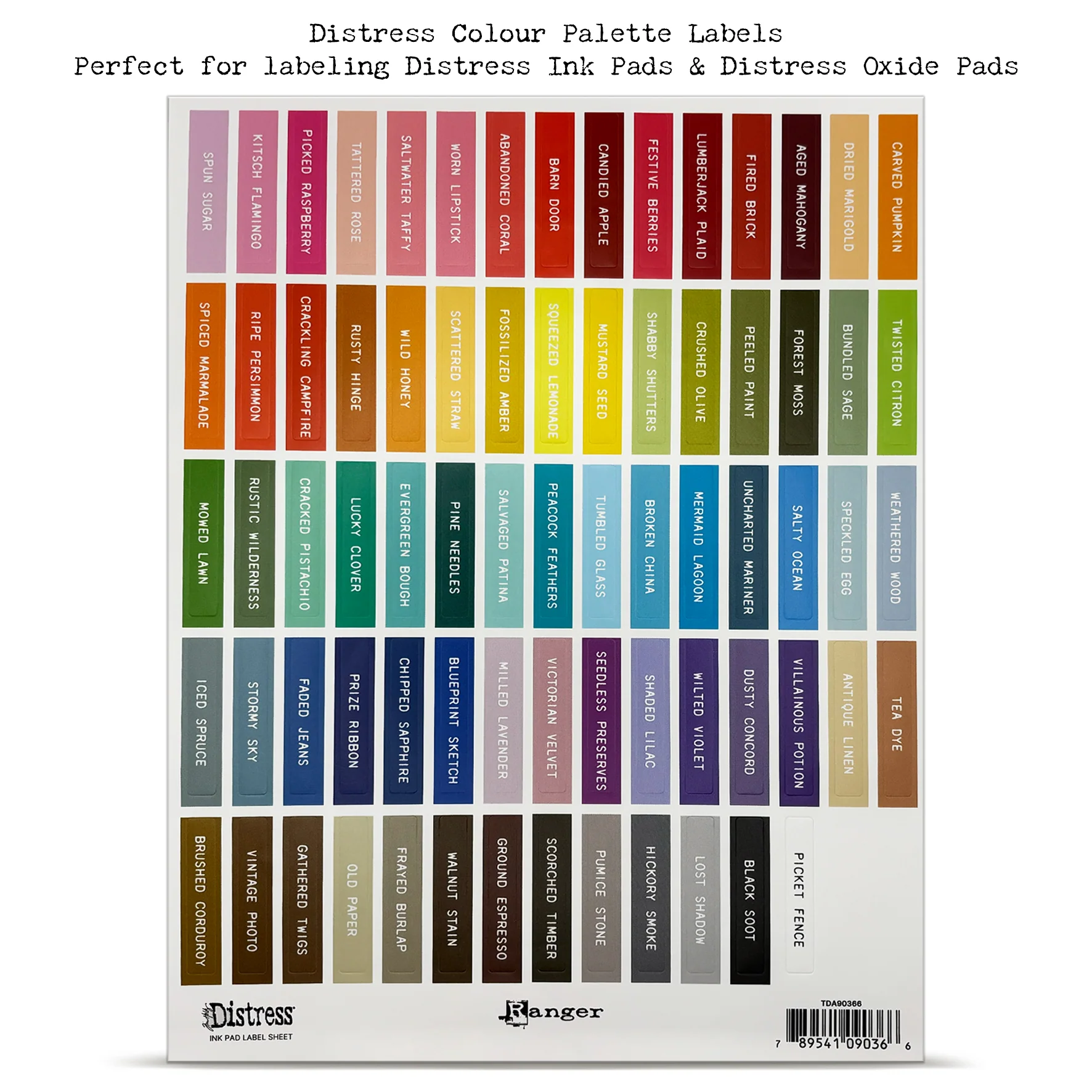 Ranger Tim Holtz Distress® Ink Pad Label Sheet- White Printing