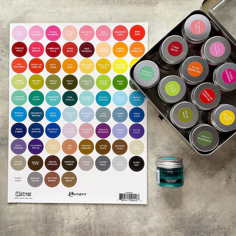 Ranger Tim Holtz Distress®Large Round Label Sheet- White Printing - Image 3