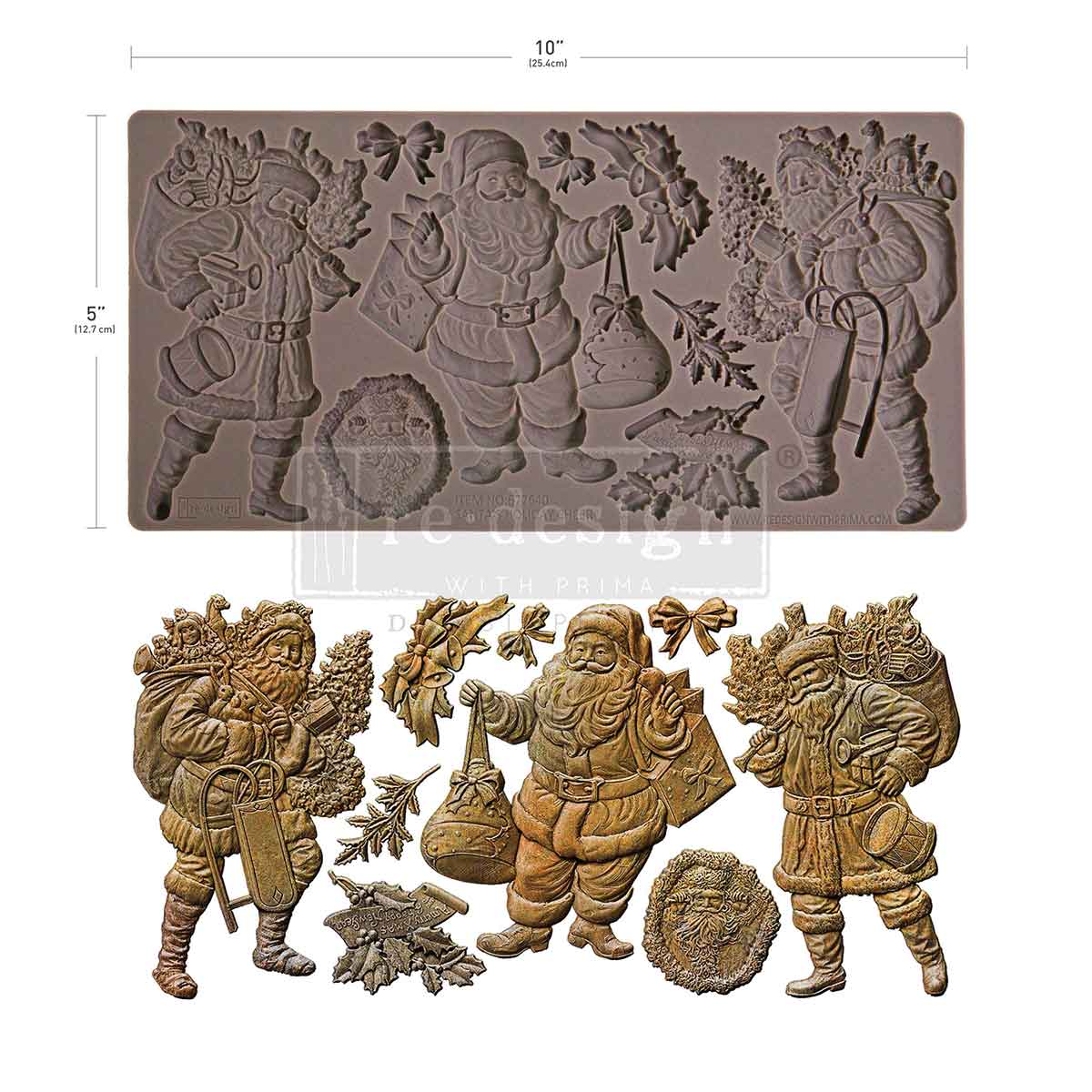 Re-design with Prima Santa's Holiday Cheer 5x10 Inch Decor Moulds