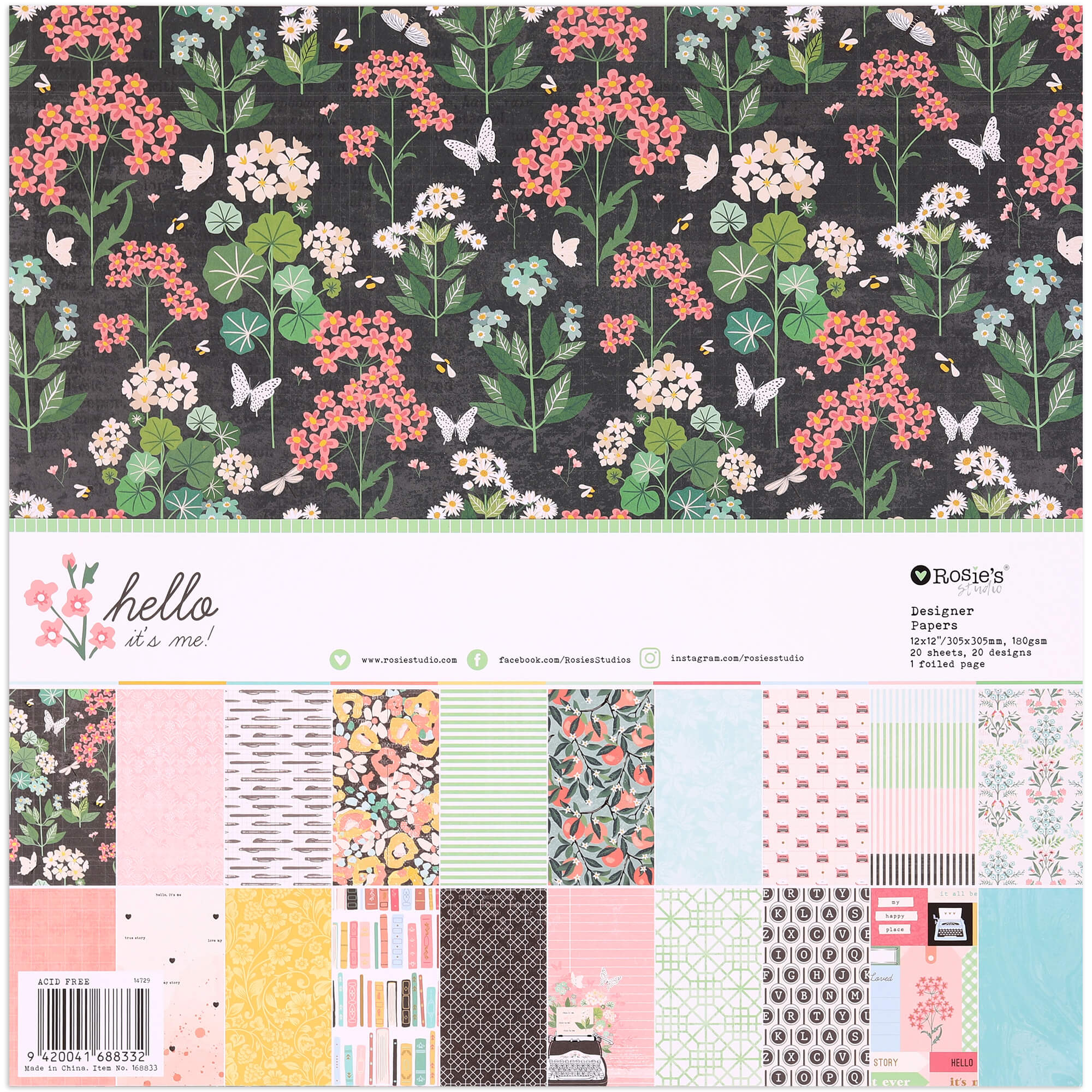 Rosie's Studio Hello It's Me! 12x12 Inch Designer Paper Pack