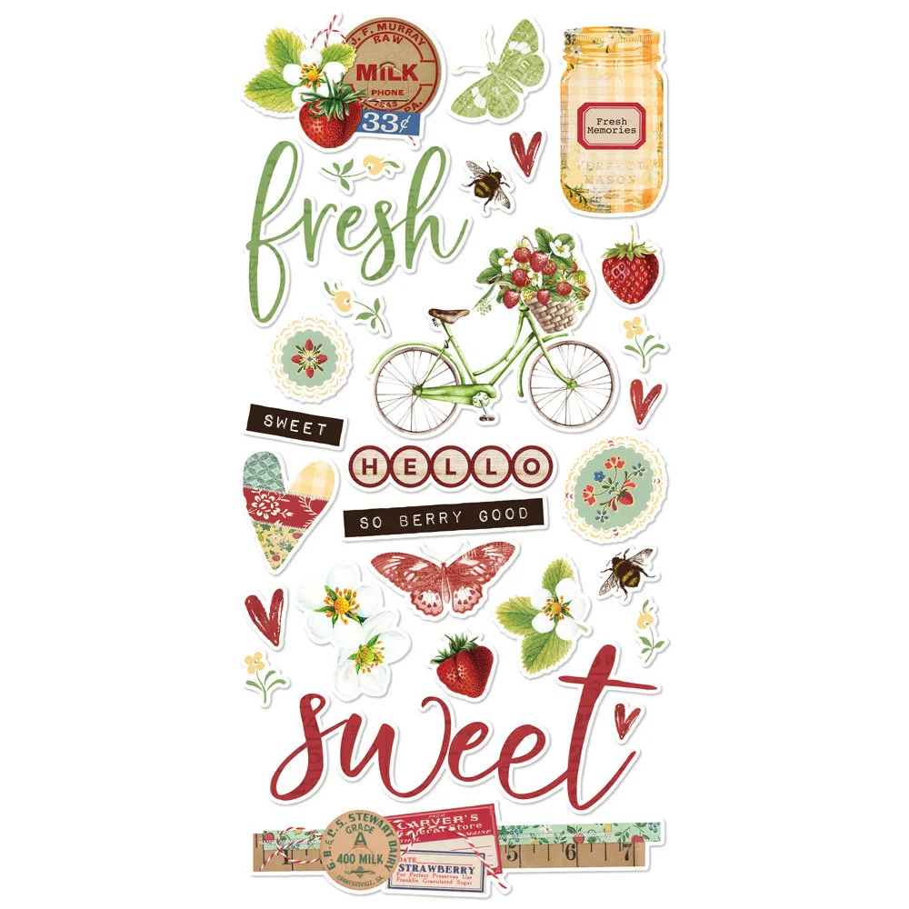 Simple Stories Simple Vintage Berry Fields Chipboard Stickers - Image 2