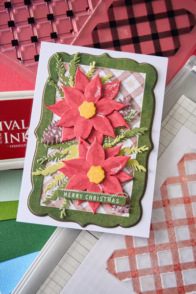 Sizzix Clear Stamps Set 16PK w/10PK Framelits Poinsettia Trio by 49 and Market - Image 7