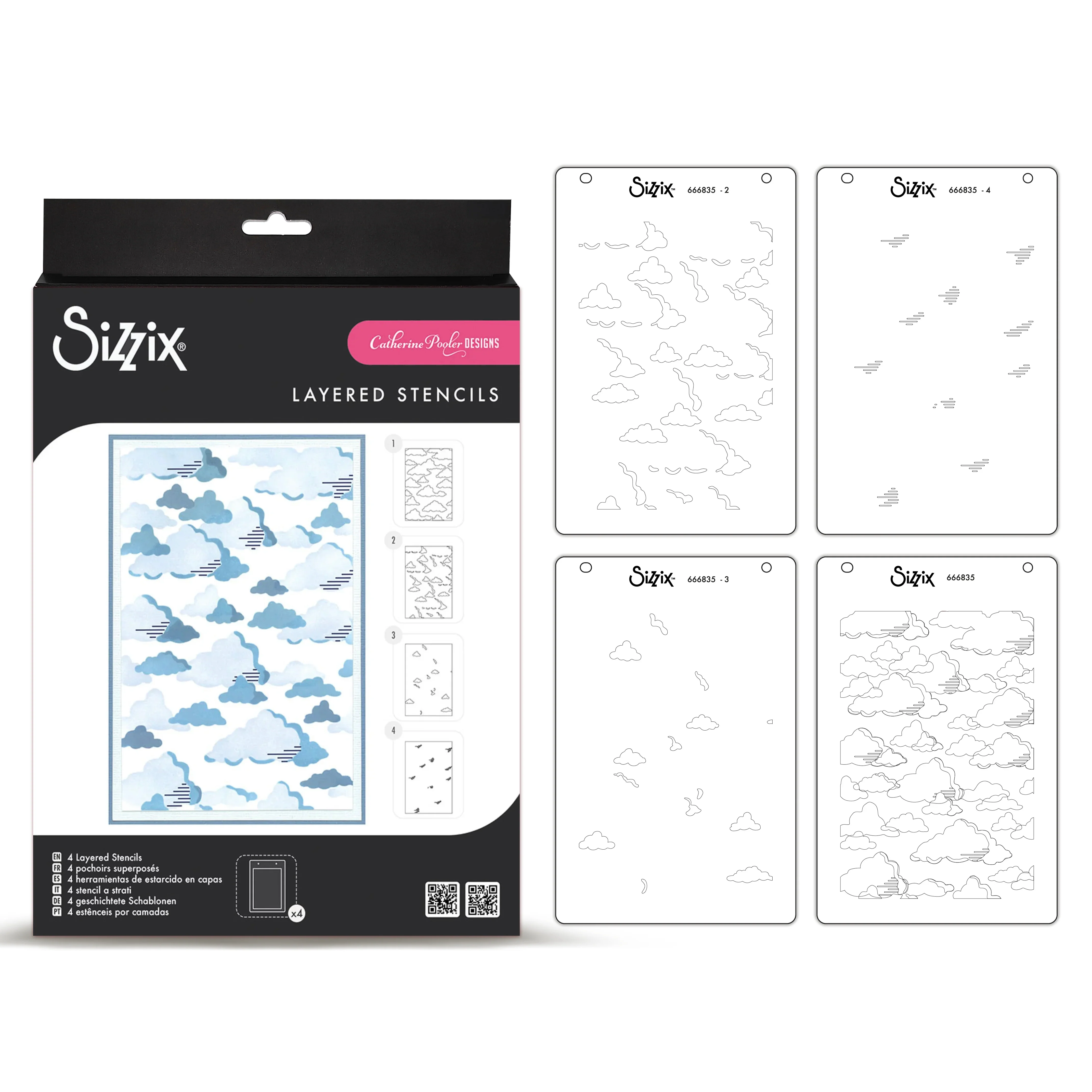 Sizzix Layered Stencils by Catherine Pooler In the Clouds (4pcs)