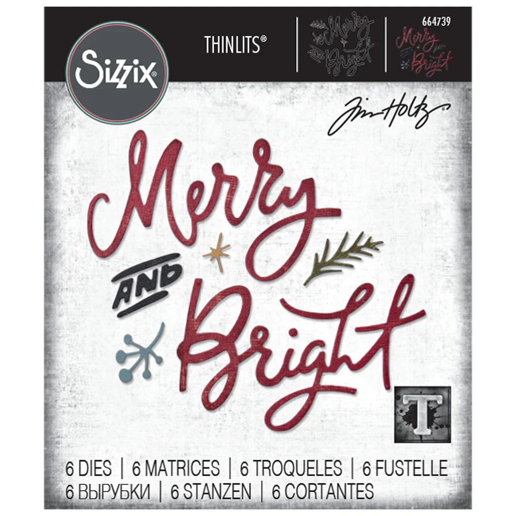 Sizzix Thinlits Die Set 6PK Merry & Bright by Tim Holtz