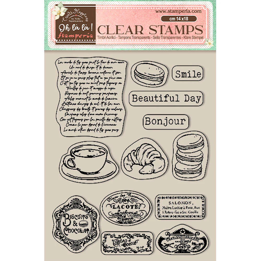 Stamperia 14 cm x 18 cm Acrylic Stamp Create Happiness Oh Lá Lá Labels
