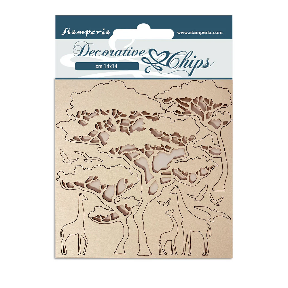 Stamperia 14x14 cm Decorative Chips Savana Zebra And Tree