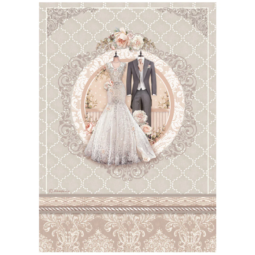 Stamperia A4 Rice Paper You And Me Wedding Dress
