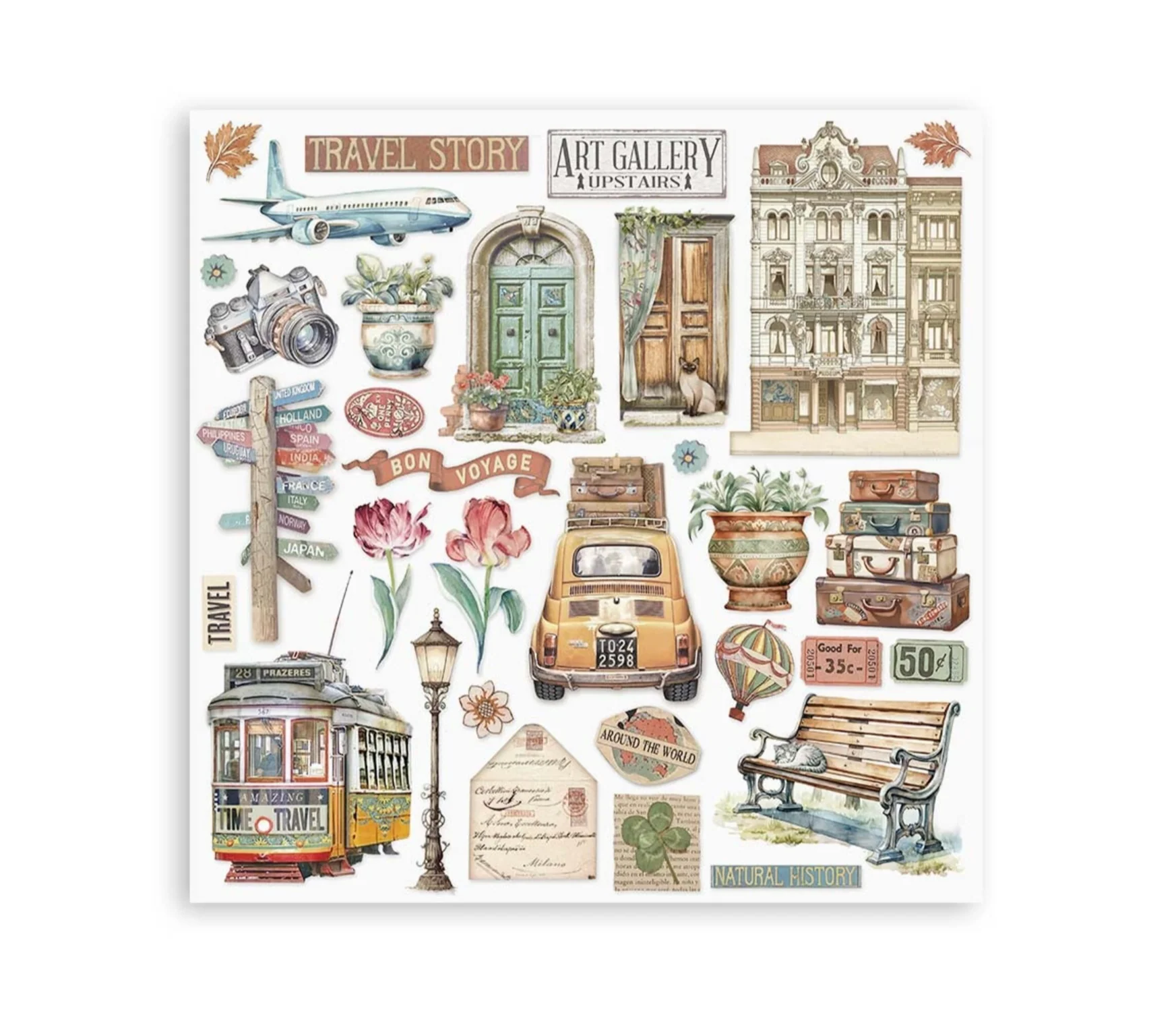 Stamperia Art of Travelling 12x12 Inch Paper Pack - Image 9