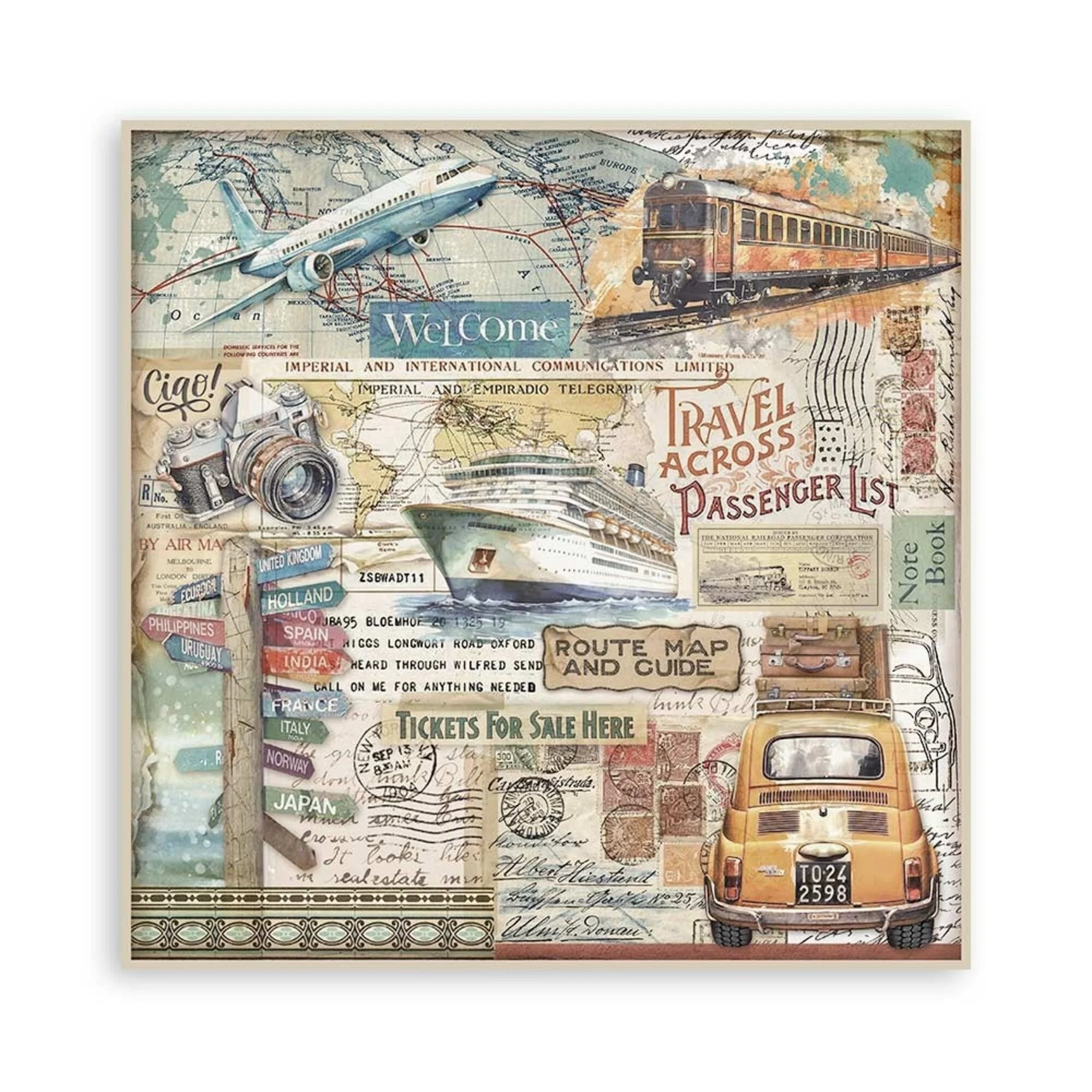 Stamperia Art of Travelling 8x8 Inch Paper Pack Maxi (Single Face)