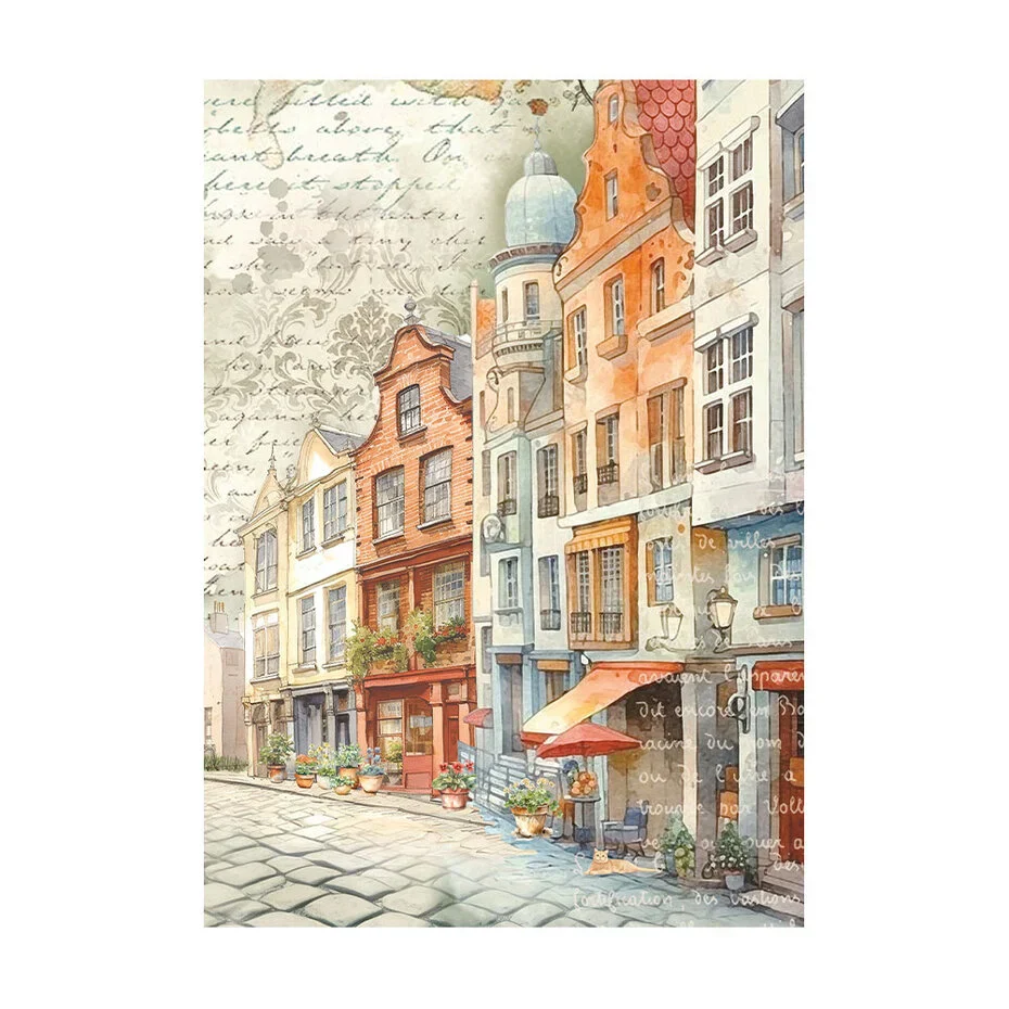 Stamperia Art of Travelling A6 Rice Paper Backgrounds (8pcs) - Image 3
