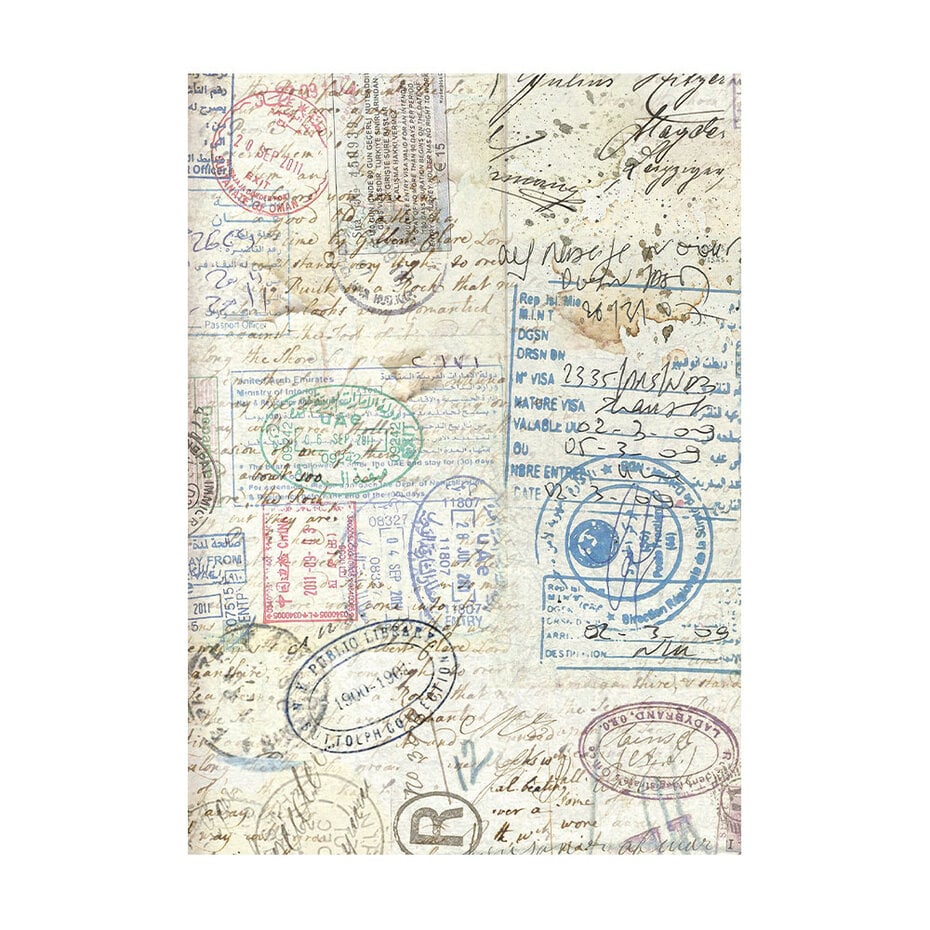 Stamperia Art of Travelling A6 Rice Paper Backgrounds (8pcs) - Image 7