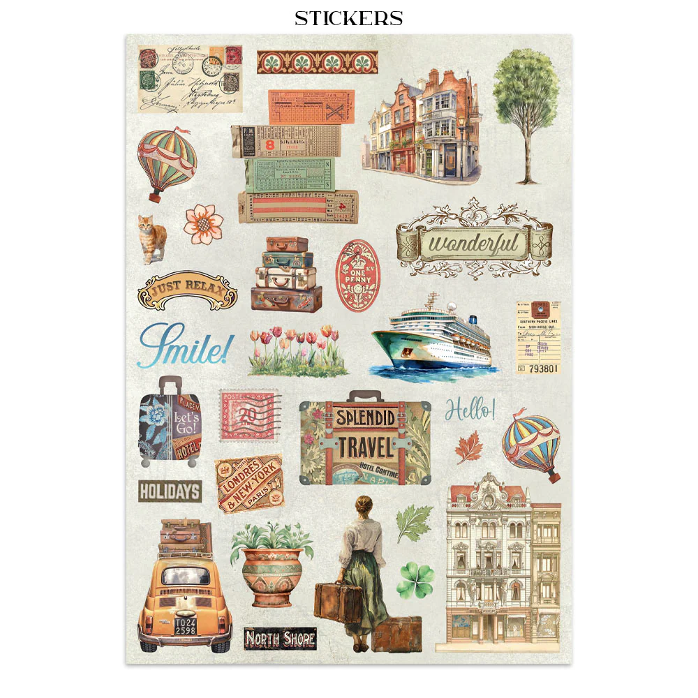 Stamperia Art of Travelling Junk Journal Stickers, Backgrounds, Cut-Outs - Image 11
