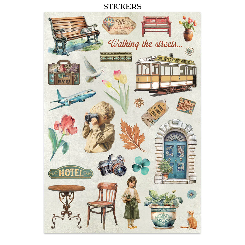 Stamperia Art of Travelling Junk Journal Stickers, Backgrounds, Cut-Outs - Image 5