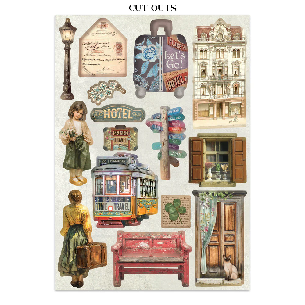 Stamperia Art of Travelling Junk Journal Stickers, Backgrounds, Cut-Outs - Image 7