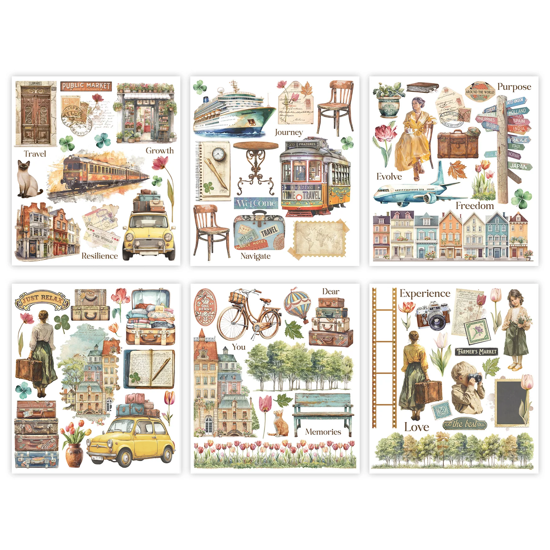 Stamperia Art of Travelling Rub-On 20,5x23cm Assortment (6pcs) - Image 2