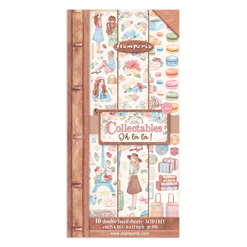 Stamperia Collectables 10 sheets 15x30.5cm (6x12) Create Happiness Oh La La