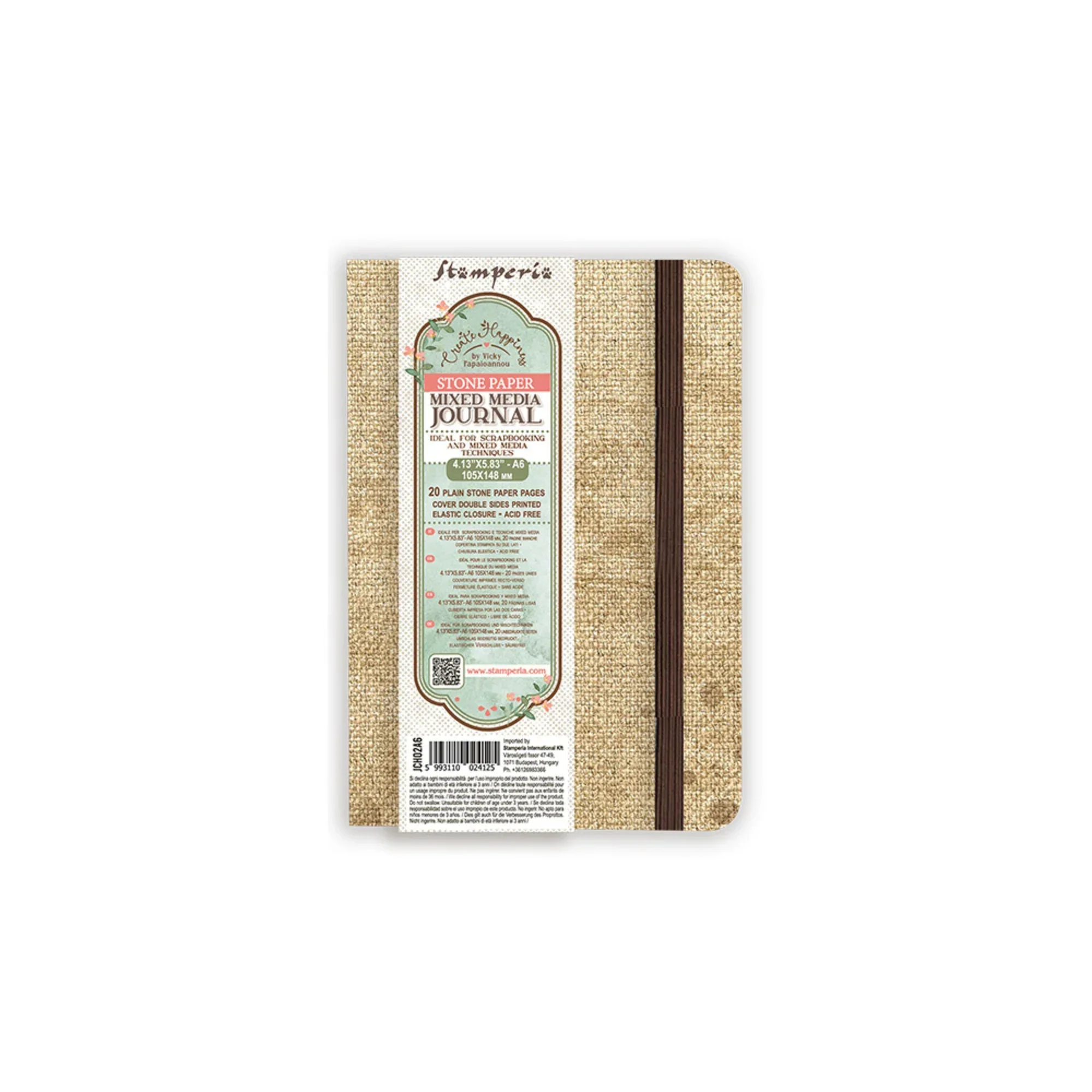Stamperia Create Happiness Media Journal A6 Plain Stone Pages