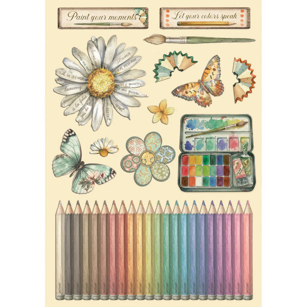 Stamperia Daisy Art A5 Colored Wooden Shape - Image 3