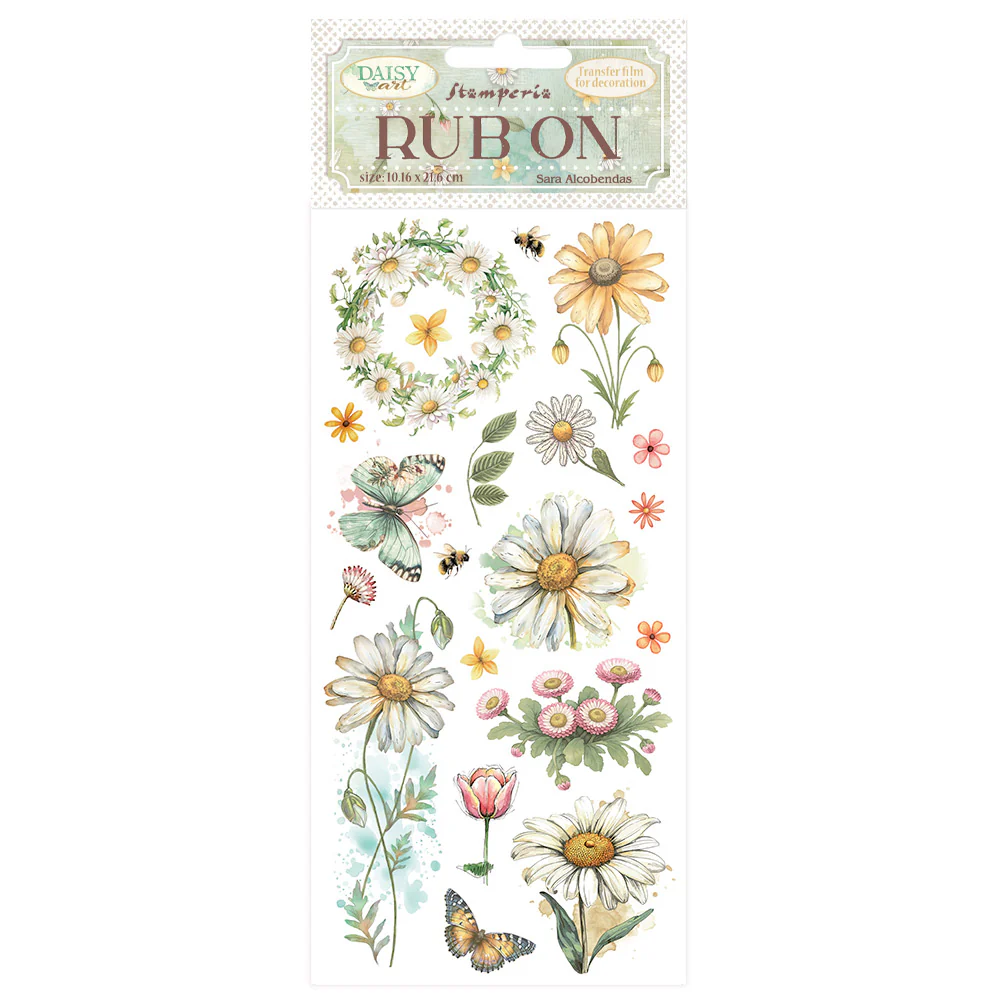 Stamperia Daisy Art Rub-On 10,16x21,6cm Daisy and Butterfly