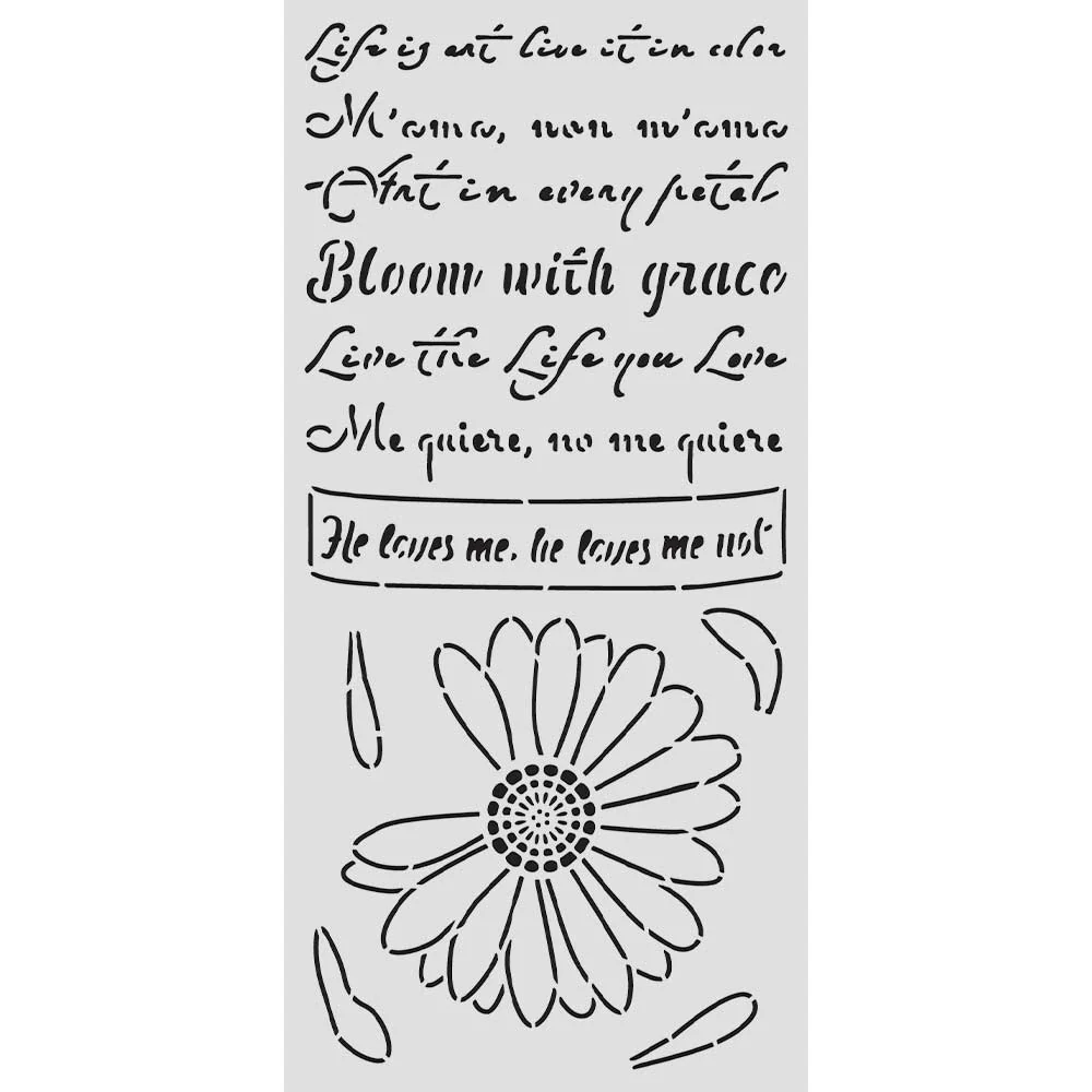 Stamperia Daisy Art Thick Stencil 12x25cm He Loves me, He loves me Not - Image 2