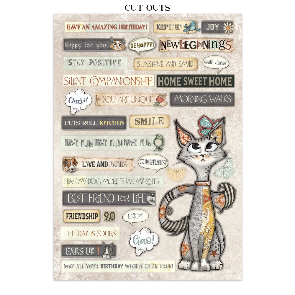 Stamperia Furry Friends Junk Journal Stickers, Backgrounds, Cut-Outs - Image 10