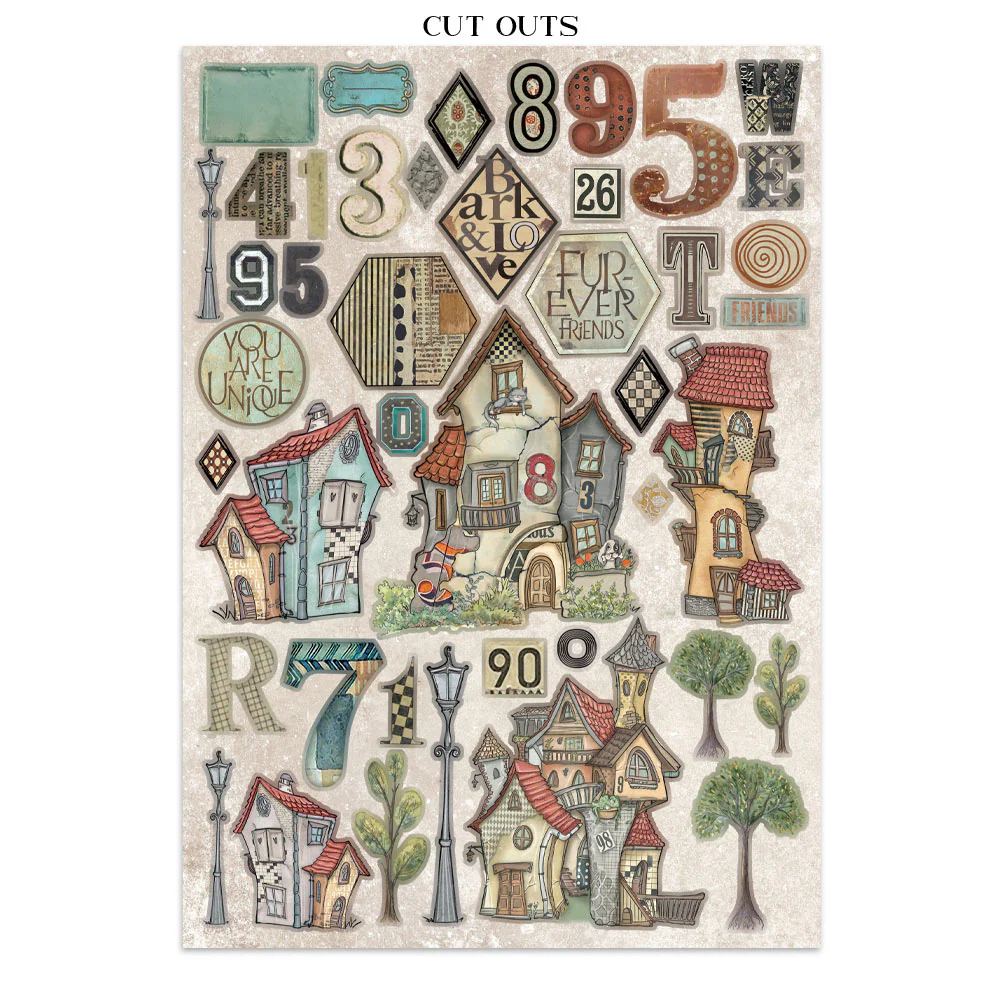 Stamperia Furry Friends Junk Journal Stickers, Backgrounds, Cut-Outs - Image 11