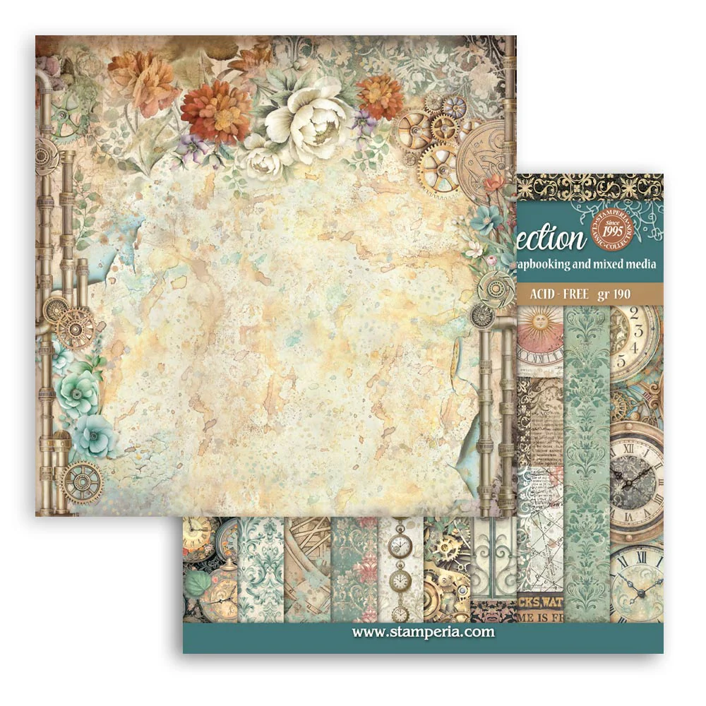 Stamperia Gardens of Time 8x8 Inch Paper Pack Maxi Background Selection (SBBS142) - Image 3
