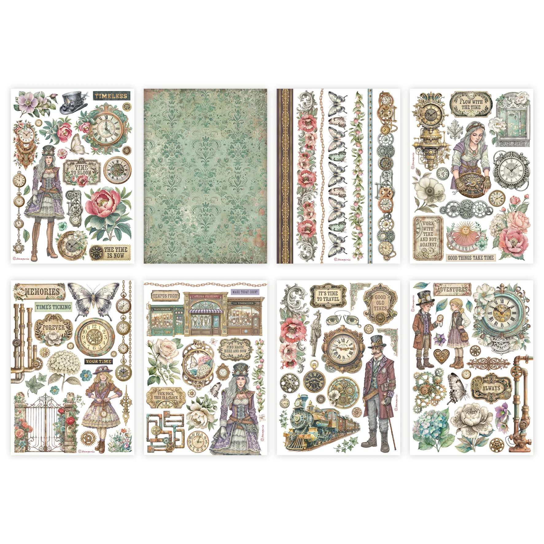Stamperia Gardens of Time A5 Washi Pad (8pcs) (SBW32) - Image 2
