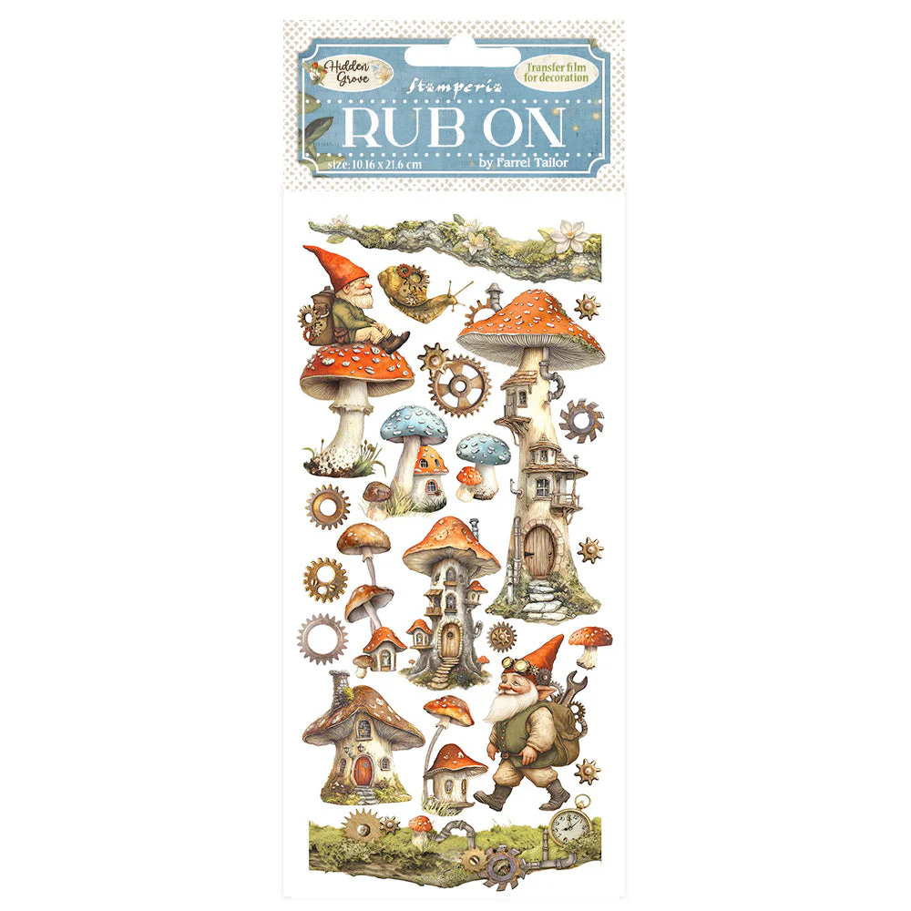 Stamperia Hidden Grove Rub-On 4x8,5 Inch Mushroom House