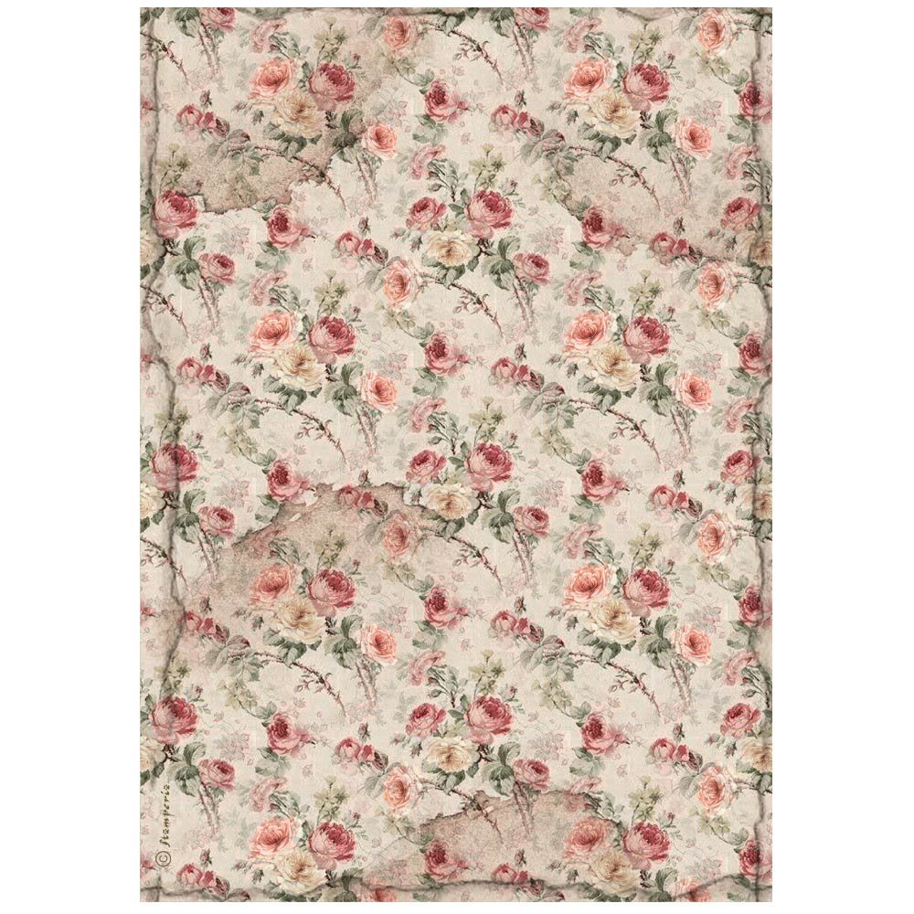 Stamperia House of Roses A4 Rice Paper Fabric (1pc)