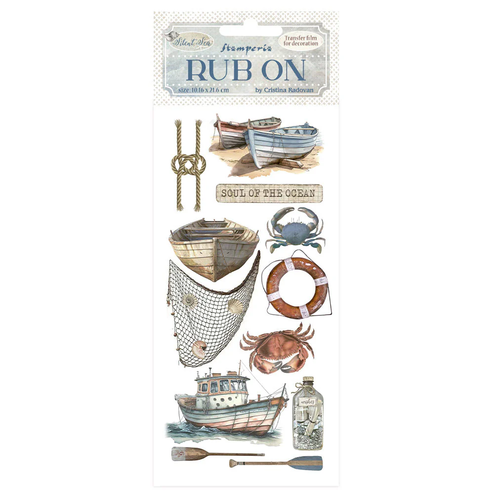 Stamperia Silent Sea Rub-On 4x8,5 Inch Boat