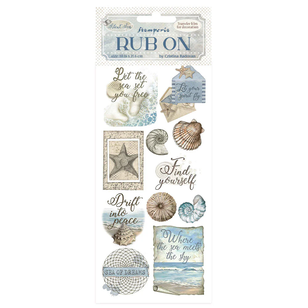 Stamperia Silent Sea Rub-On 4x8,5 Inch Shells