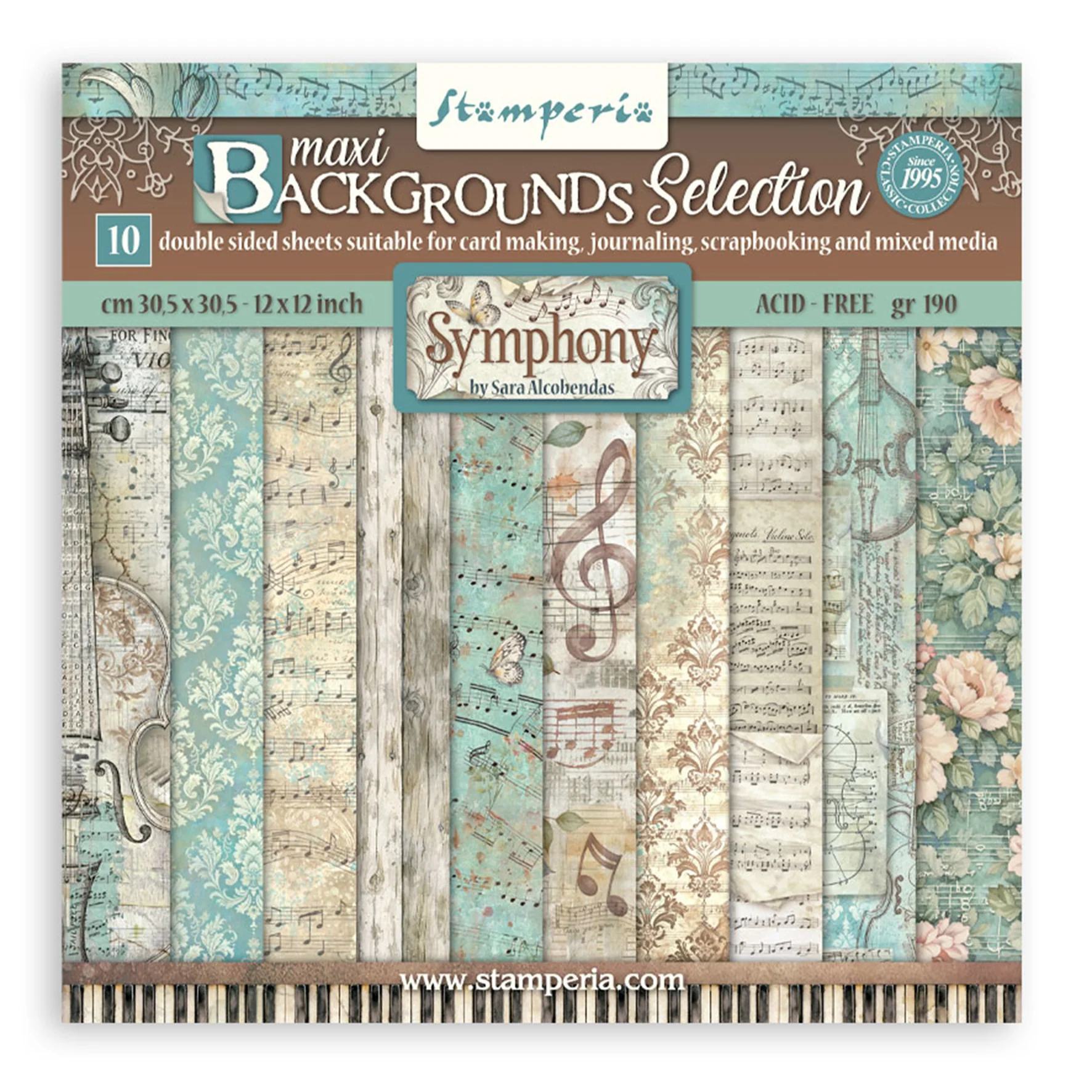 Stamperia Symphony 12x12 Inch Paper Pack Maxi Background Selection by Sara Alcobendas