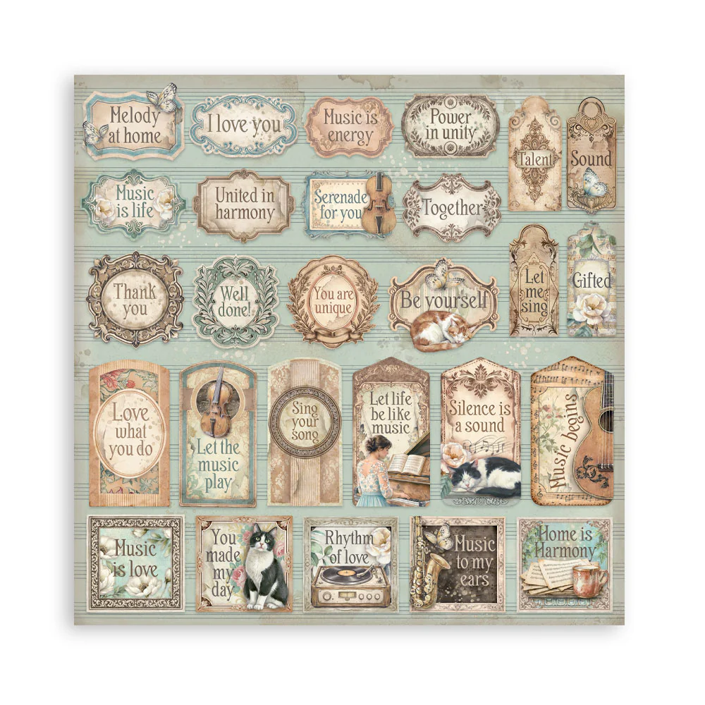 Stamperia Symphony 8x8 Inch Paper Pack by Sara Alcobendas - Image 14