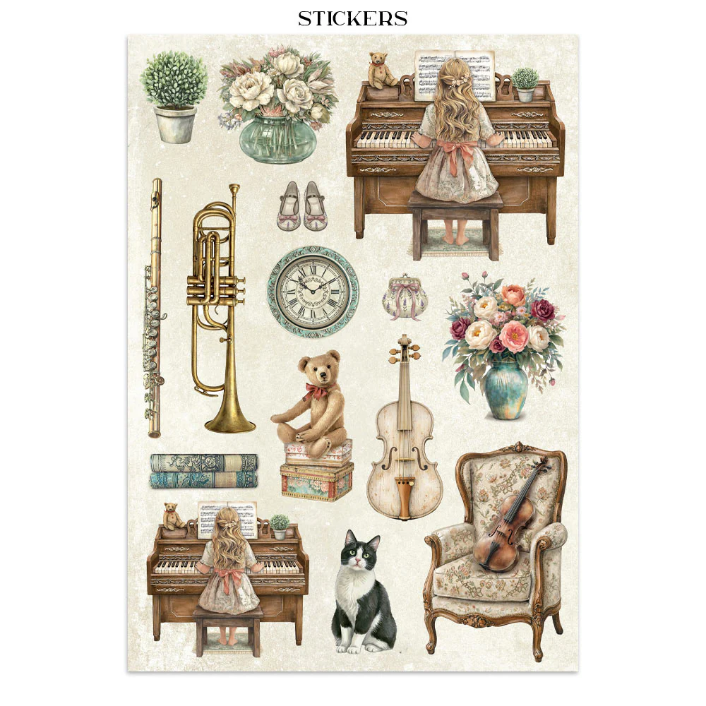 Stamperia Symphony Junk Journal Stickers, Backgrounds, Cut-Outs by Sara Alcobendas - Image 20