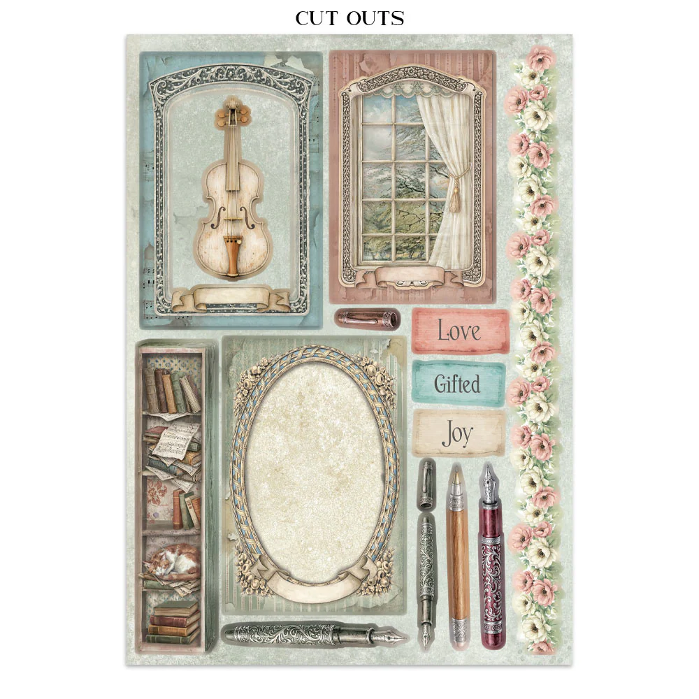 Stamperia Symphony Junk Journal Stickers, Backgrounds, Cut-Outs by Sara Alcobendas - Image 29