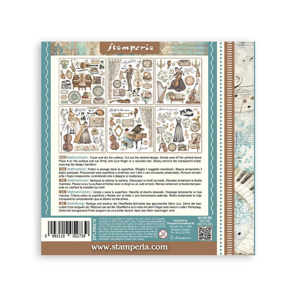 Stamperia Symphony Rub-On 15,5x15,5cm Assortment (6pcs) by Sara Alcobendas - Image 3
