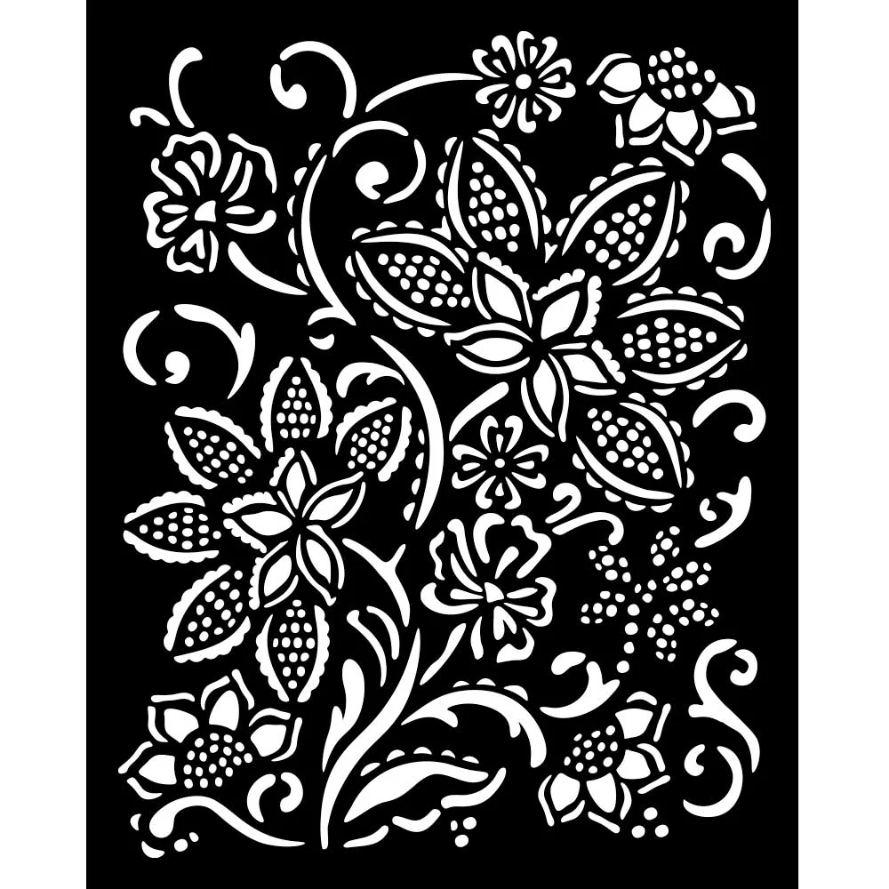 Stamperia Timeless Thick Stencil 20x25cm Batik Flowers - Image 2
