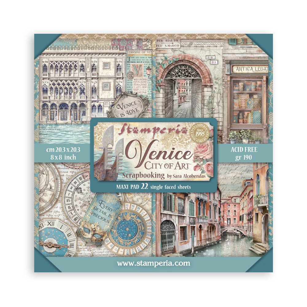Stamperia Venice City of Art 8x8 Inch Paper Pack Maxi (Single Face)