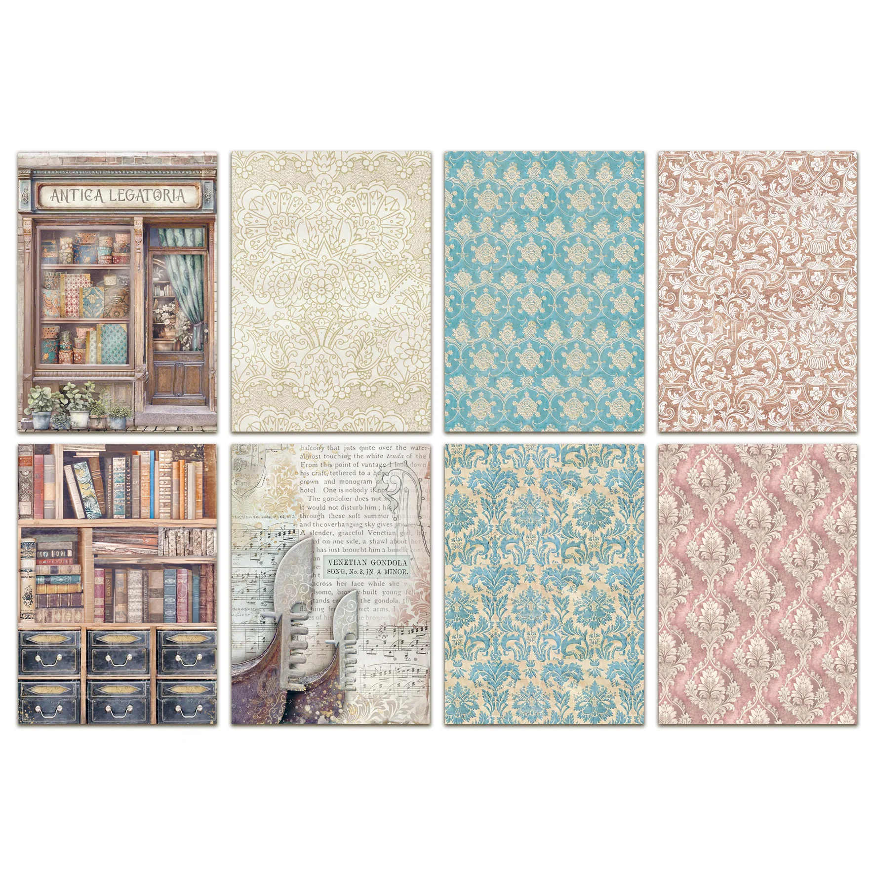 Stamperia Venice City of Art A6 Rice Paper Backgrounds (8pcs) - Image 2