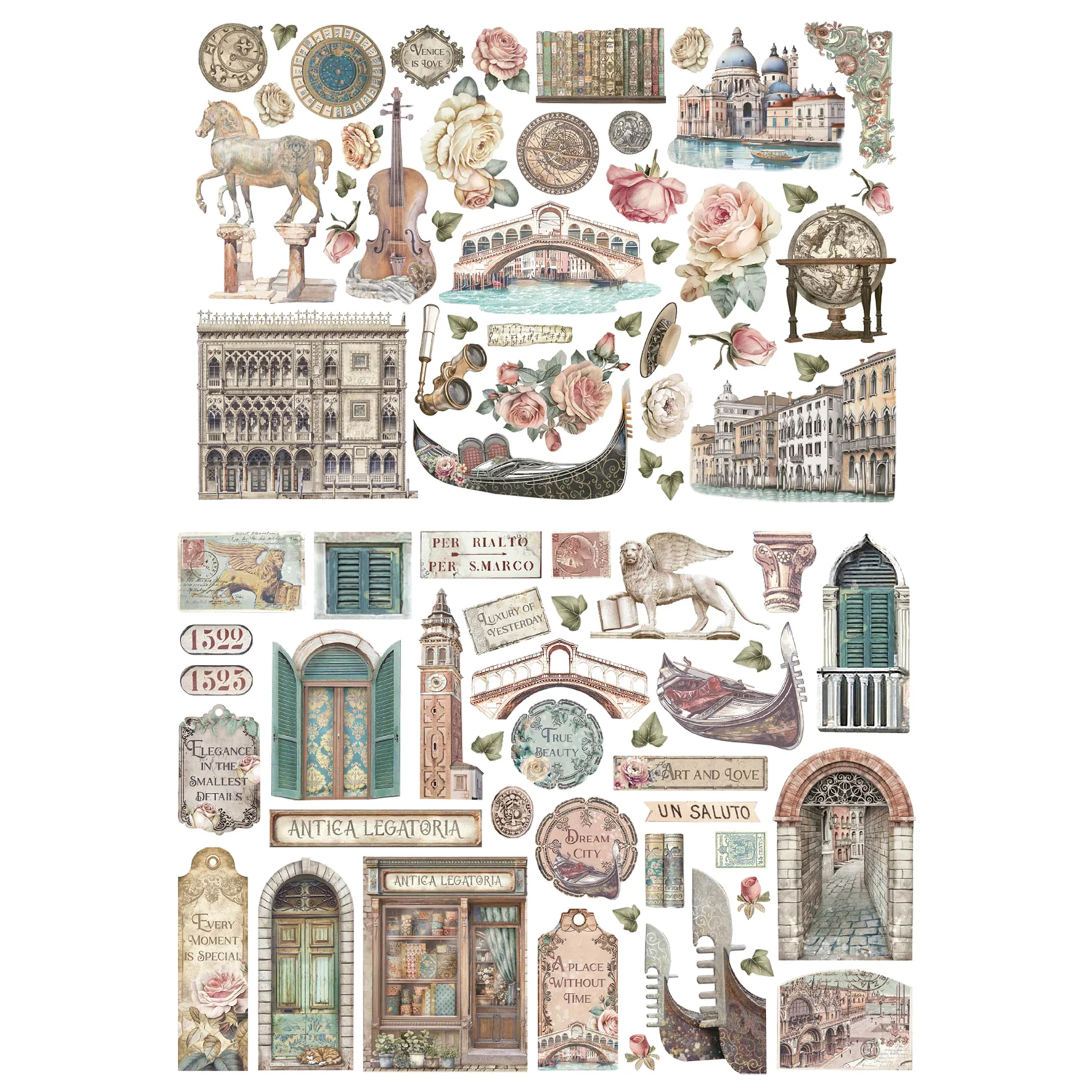 Stamperia Venice City of Art Ephemera & Die Cuts Bundle - Image 2
