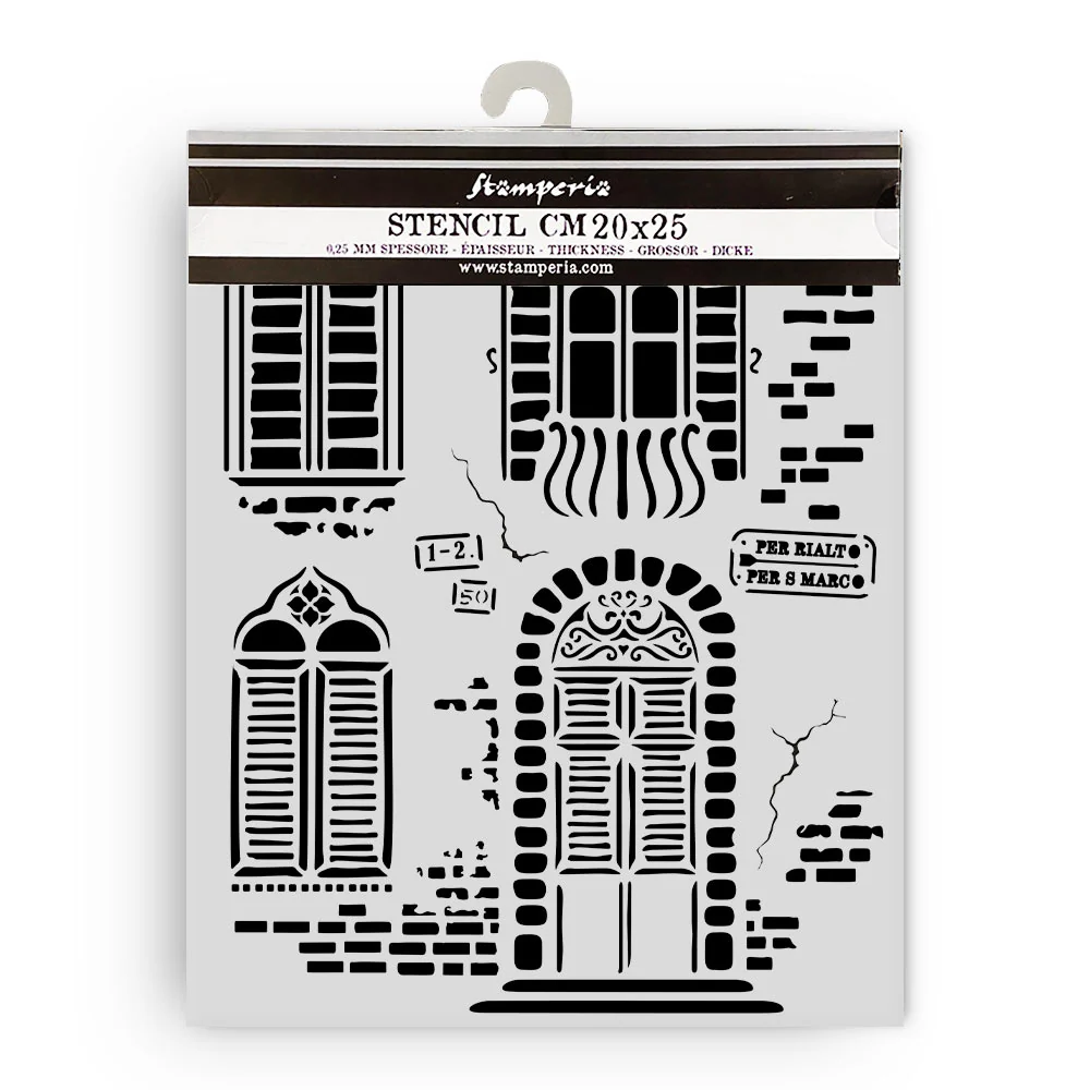 Stamperia Venice City of Art Thick Stencil 20X25cm Windows