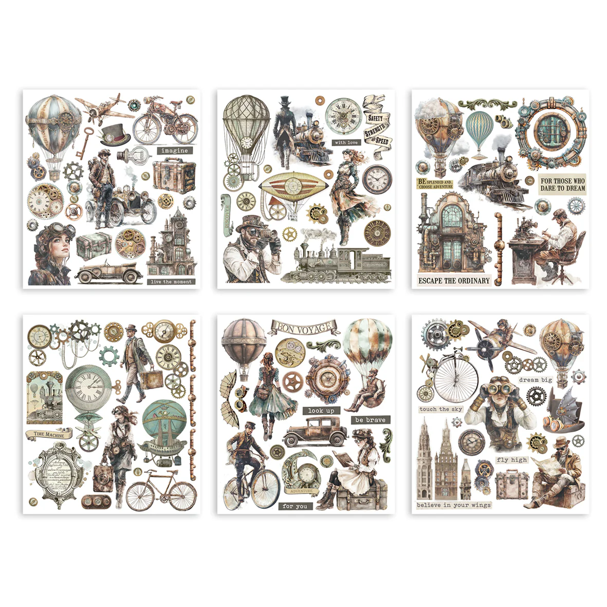 Stamperia Voyages Fantastiques Rub-On 20,5x23cm Assortment (6pcs) - Image 2