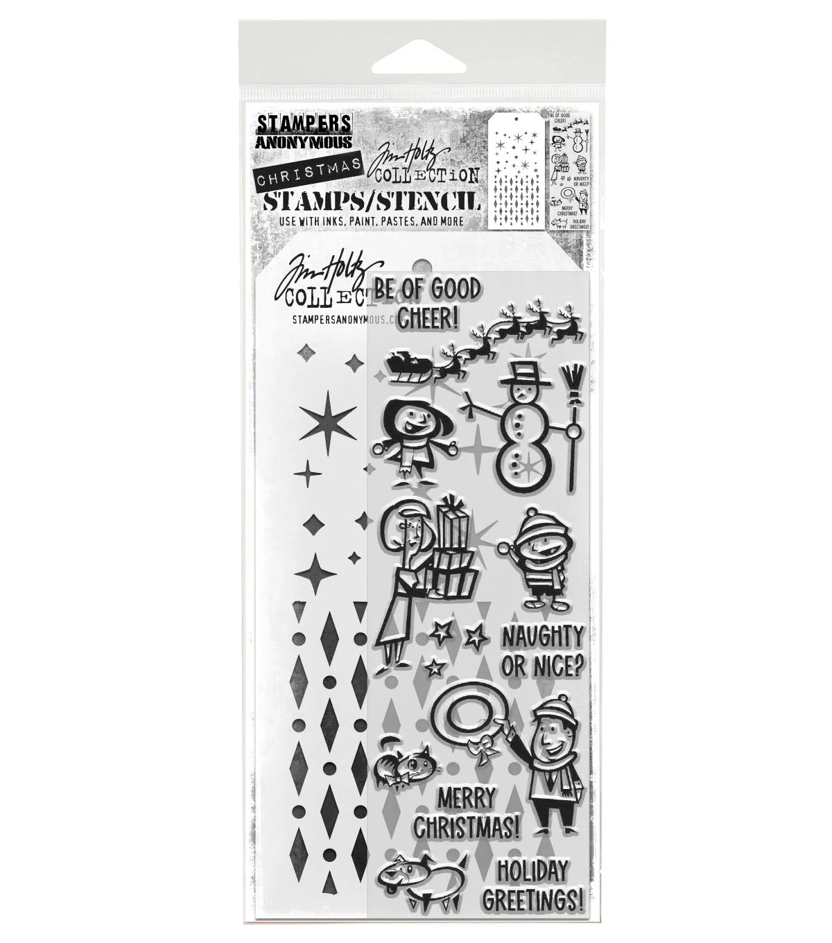 Stampers Anonymous Christmas Cartoons Tim Holtz Clear Stamp and Stencil