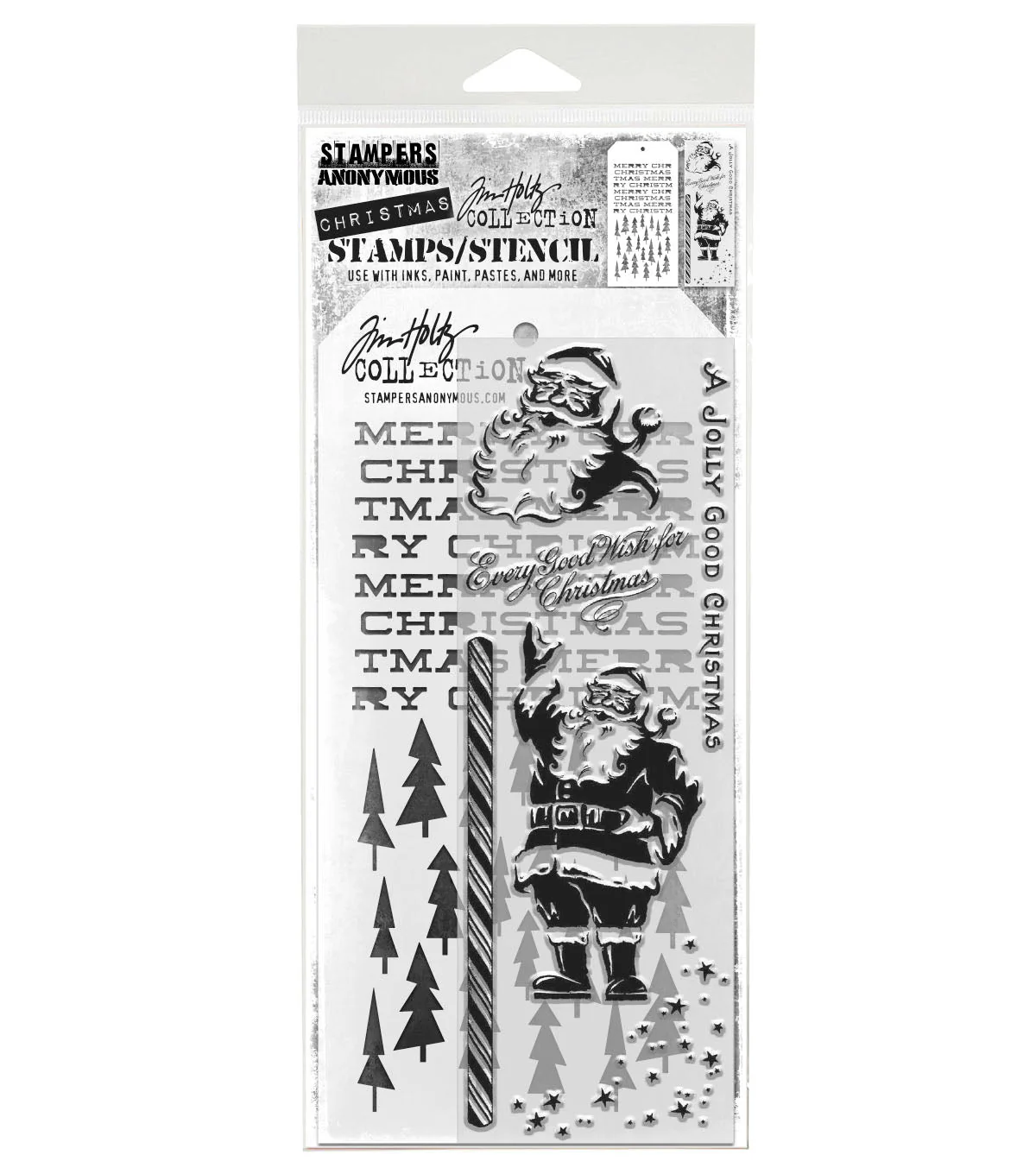 Stampers Anonymous Jolly Holiday Tim Holtz Clear Stamp and Stencil