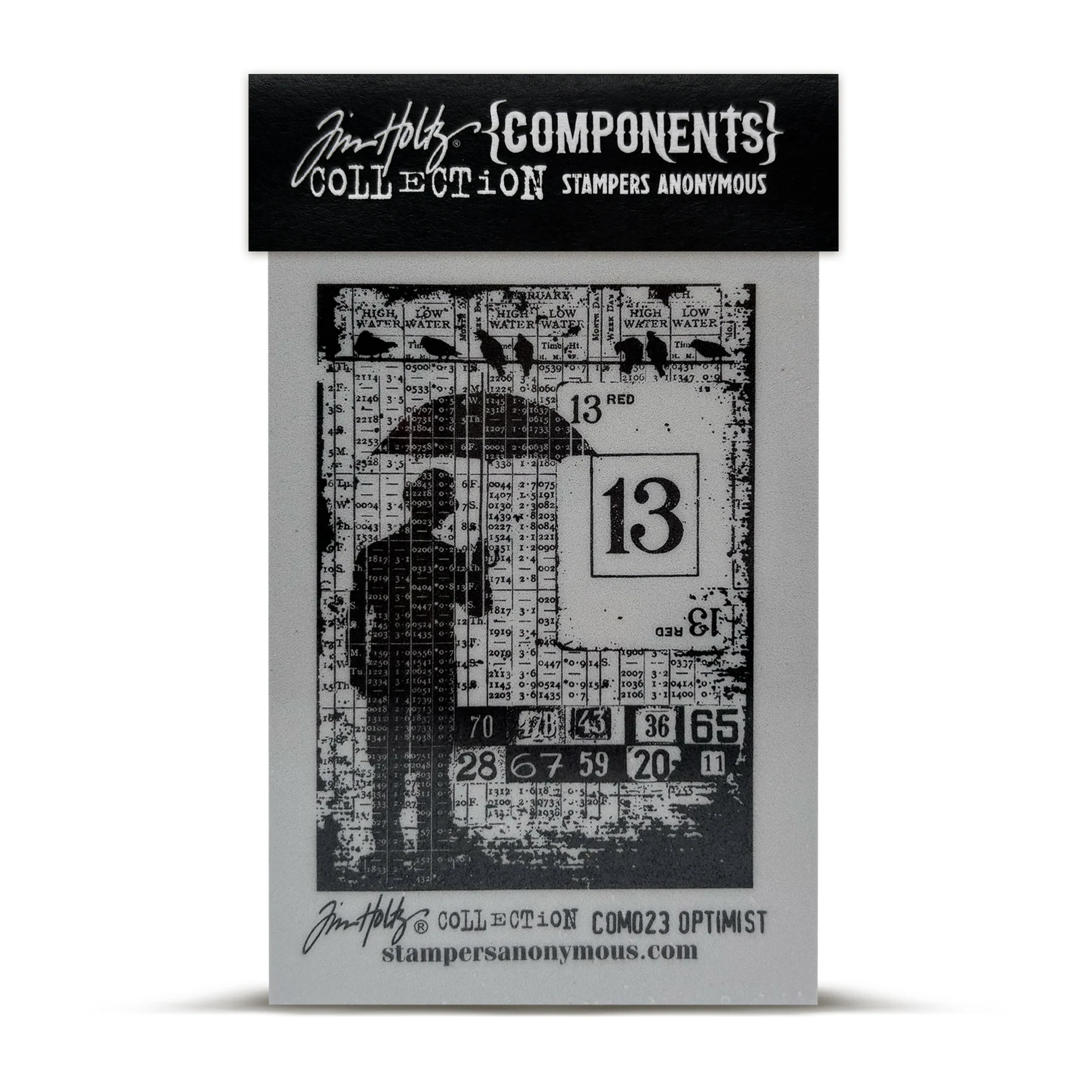 Stampers Anonymous Optimist Tim Holtz Components Cling Mount Collage Stamp