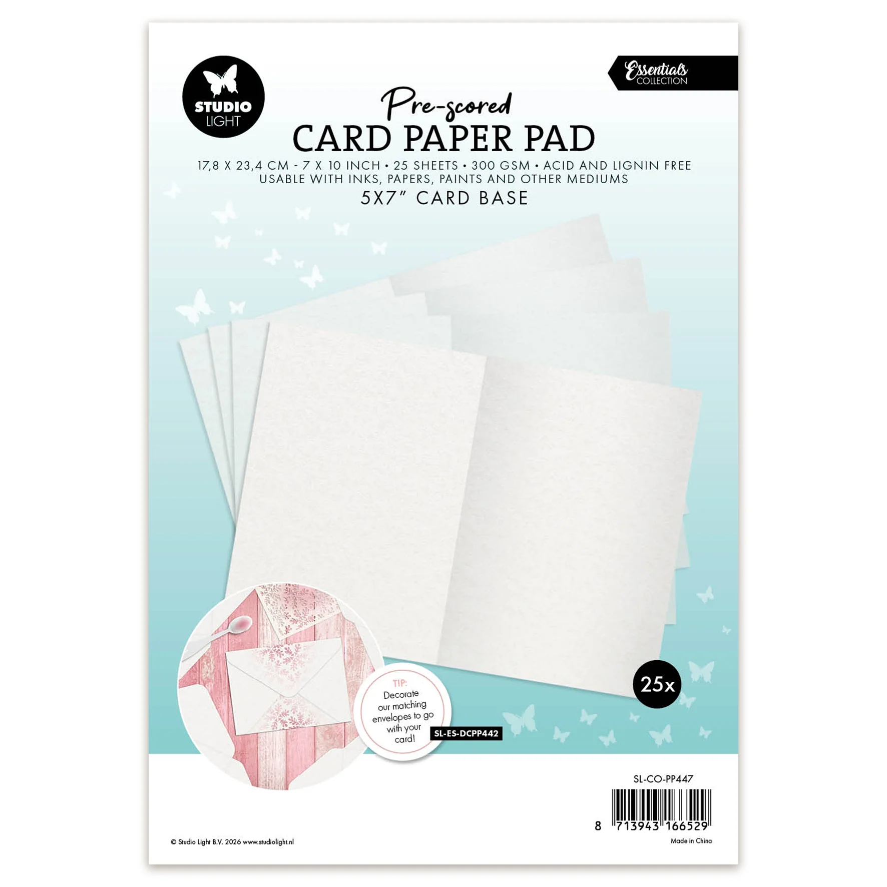 Studio Light Card Paper Pad pre-scored white 5x7" cards Essentials 17,8x23,4x13mm 25 Sheets - Image 2