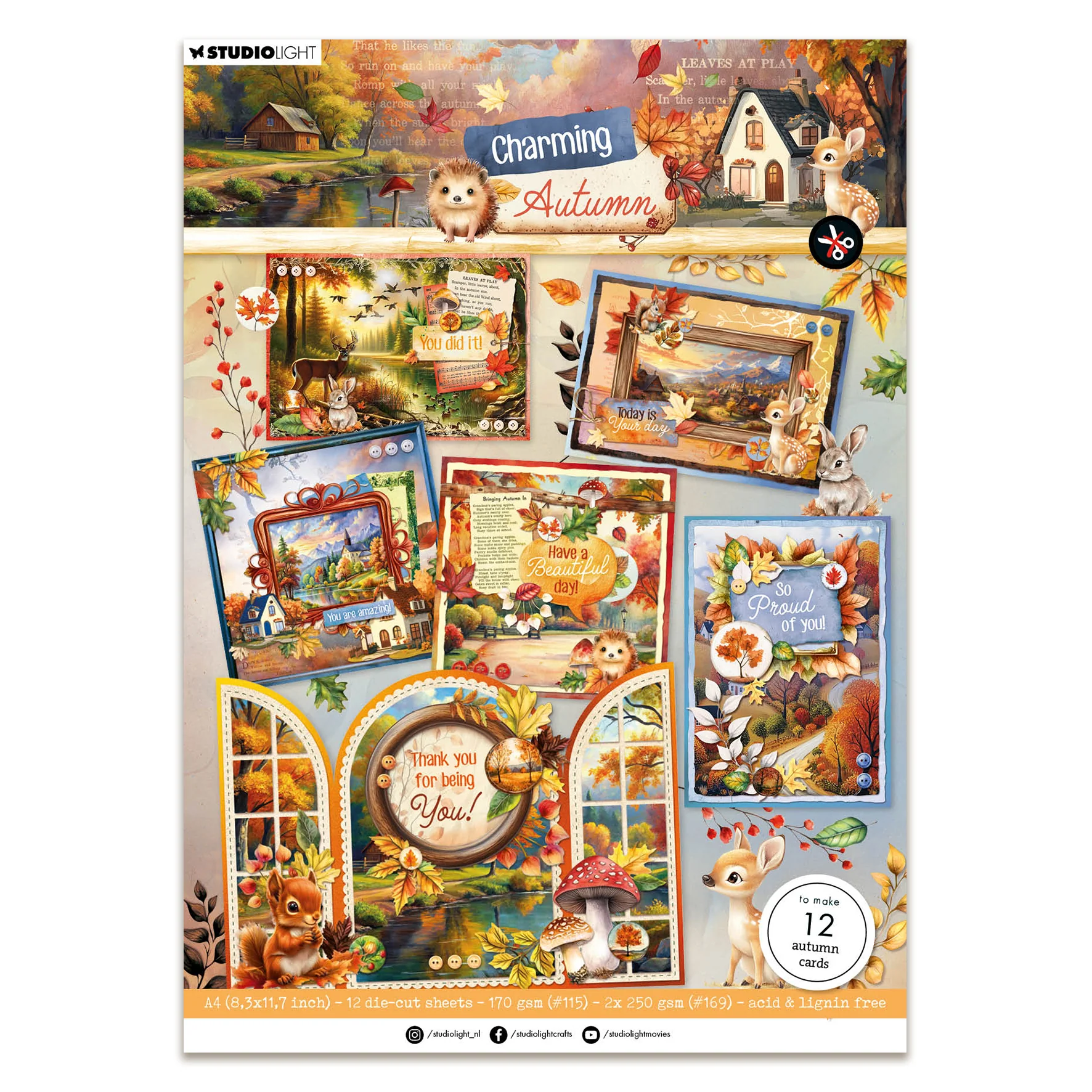 Studio Light Charming Autumn - Card Making Pad Autumn Cards
